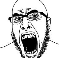 angry detailed ear glasses open_mouth redraw soyjak stubble variant:cobson // 512x504 // 13.4KB