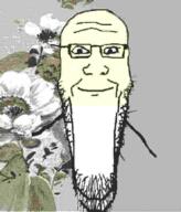 calm flower glasses plant smile soyjak stretched_chin stubble variant:markiplier_soyjak // 740x865 // 1.0MB