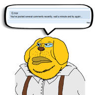 booru.soy closed_mouth clothes dog error freckles glasses janny lips mutt obese overalls soybooru speech_bubble stubble variant:meximutt white_background yellow_skin // 1080x1080 // 312.1KB