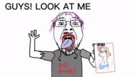 2soyjaks ack animated arm artist:zarzour bloodshot_eyes clothes crying girlmoder glasses hanging holding_object lipstick mustache open_mouth purple_hair rope soyjak stubble subvariant:soylita text tongue tranny variant:bernd variant:gapejak // 600x338 // 663.4KB