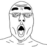 bald benito_mussolini eyebrows glasses hairless open_mouth soyjak traced variant:unknown // 700x700 // 45.6KB