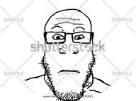 bald closed_mouth front_facing glasses looking_at_you neutral shutterstock_watermark soyjak stock_image stock_image_watermark stubble subvariant:neutralplier variant:markiplier_soyjak watermark white_background // 1448x1080 // 150.2KB