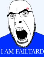 anger_mark angry fail glasses open_mouth soyjak stubble text variant:cobson // 775x1000 // 66.8KB