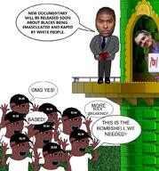 4chan arm black_lives_matter black_skin buck_breaking cap clothes glasses hand hands_up hat history multiple_soyjaks negro open_mouth slave smug soyjak speech_bubble stubble tariq_nasheed text tshirt tv_(4chan) variant:excited_soyjak // 952x1024 // 880.6KB