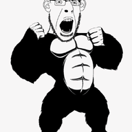 animal animated arm ear full_body glasses gorilla hand leg open_mouth soyjak stubble variant:cobson // 880x1158 // 377.3KB