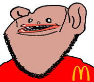amerimutt black_sclera brown_skin clothes dean ear lips looking_at_you mcdonalds mutt nusubvariant open_mouth red_shirt series:muttverse soyjak stubble subvariant:impish_amerimutt subvariant:quimpish_quoyak_stears template united_states variant:impish_soyak_ears weird // 598x517 // 17.5KB
