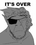 closed_eyes closed_mouth eyepatch frown grey_skin hair its_over siivagunner soyjak stubble text variant:feraljak // 473x600 // 119.0KB