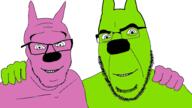2soyjaks animal_ears closed_mouth green_skin hoops hoops_and_yoyo no_more_brother_wars purple_skin variant:cobson variant:feraljak yoyo // 1920x1080 // 242.0KB