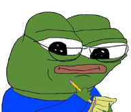 amphibian animal blue_shirt closed_mouth clothes frog glasses green_skin holding_object holding_pencil lips nas nas:pepe note pencil pepe pepe_the_frog subnas:apu transparent_background // 623x533 // 229.7KB