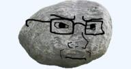 closed_mouth frown glasses irritated looking_to_the_right objectsoy rock soyjak stubble subvariant:soyak_(irritated) transparent_background variant:soyak // 900x480 // 446.4KB