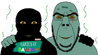 bald brown_pupils emerald_(namefag) eyebrows friends garten_of_banban glasses green_skin hand_on_shoulder kratos logo meta:namefags no_more_brother_wars red_pupils series:trios_&_duos squidward stink_lines stubble subvariant:cobson_front2 subvariant:feraljak_front transparent_background trevor_(user) two_niggers username vantablack_skin variant:cobson variant:feraljak why_can't_we_be_friends yellow_eyes yellow_teeth // 2025x1150 // 253.5KB