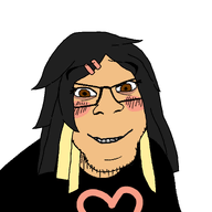 black_hair black_shirt blush brown_eyes closed_mouth eyebrows glasses happy heart long_hair looking_at_you meta:namefags nose phaedra_(nametroon) smile subvariant:wholesome_feraljak teeth variant:feraljak // 1500x1500 // 113.8KB