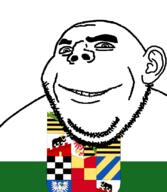 closed_mouth flag flag:anhalt-bernburg grin holy_roman_empire looking_at_you smile soyjak stubble subvariant:gapealien thick_eyebrows variant:cobson variant:gapejak // 722x832 // 109.6KB