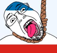 ack crimea dead flag flag:crimea glasses hair hanging open_mouth rope russia skin soyjak stubble suicide teeth tongue transparent transparent_background ukraine variant:bernd white yellow_teeth // 768x719 // 24.5KB