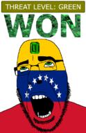 ahegao emerald featured flag:venezuela gem glasses green green_eyes hair looking_up open_mouth schlog_color_event soyjak soyjak_blog star_(symbol) stubble teeth text threat_level_green variant:cobson venezuela won // 721x1115 // 157.2KB