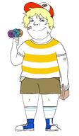 BRIMMIEST_COMMENTS_SECTION☣️☣️☣️_DO_NOT_ENTER☣️☣️☣️ bandage blond candy cap clothes fat full_body hair hand hat holding_lollipop holding_object lollipop paper_bag shota smile soyjak subvariant:shoyta variant:gapejak // 1522x2600 // 198.5KB