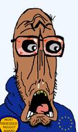 award beard brown_skin european_union flag flag:european_union glasses most_obsessed_faggot_award mutt open_mouth red_eyes remastered scared shitskin star_(symbol) subvariant:doctos subvariant:euromutt sweater teeth variant:markiplier_soyjak // 397x675 // 20.7KB