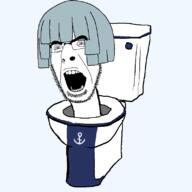 anchor blue_eyes blue_hair eyes_like_the_o-o-cean fukami funamusea glasses open_mouth pupils skibidi_toilet stubble toilet variant:cobson // 800x800 // 60.1KB