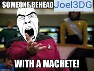 angry arm clothes glasses imgflip.com impact_font irl_background joel3dg joel_(user) meme meta open_mouth soyjak star_trek stubble subvariant:cobson_front2 text variant:cobson // 573x436 // 61.0KB