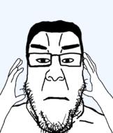 closed_mouth glasses hair hand merge neutral stubble subvariant:chudplier subvariant:neutralplier subvariant:ppplier variant:chudjak variant:markiplier_soyjak variant:ppp // 519x616 // 79.0KB