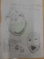closed_mouth crying drawing frown hand_drawn open_mouth paper pointing sad store stubble text variant:cobson variant:two_pointing_soyjaks // 3072x4096 // 1.8MB