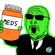 central_intelligence_agency clothes glasses glowing glownigger green_skin holding_object medication_bottle meds meta:not_a_fucking_duplicate remake schizophrenia suit sunglasses trend:glowie variant:medsjak // 365x362 // 10.5KB