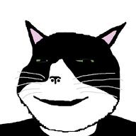 animal black black_fur cat fur green_eyes grin meta:jak_your_cat my_irl_cat series:animaljaks subvariant:impish_meowjak subvariant:massjak subvariant:massmeowjak subvariant:wholesome_soyjak variant:gapejak whisker // 600x600 // 14.8KB