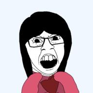 angry black_eyes female glasses heart lung pennanggal soyjak subvariant:female_feraljak variant:feraljak // 1500x1500 // 72.0KB