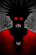 black_skin blood darkness glowing_eyes hair red_eyes schizo soyjak stretched_mouth stubble subvariant:schizojak variant:markiplier_soyjak // 1048x1584 // 823.2KB