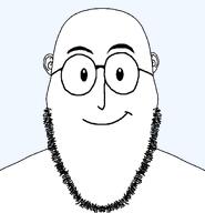 bald beard eyebrows eyes glasses mouth_closed nose soyjak subvariant:cobpenis variant:cobson variant:weirdpenis // 1163x1204 // 166.8KB