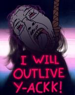 ack bloodshot_eyes crying glasses hair hanging mustache open_mouth purple_hair rope soyjak stubble suicide text tongue tranny transgender_flag variant:bernd yellow_teeth // 539x680 // 463.4KB