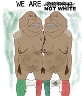 2soyjaks angry brown_skin closed_mouth countrywar flag:italy flag:mexico friendship hand italian_chad(namefag) italy meta:pornographic_content mexico nsfw satoko_houjou(namefag) shit_stained_flag shit_stained_pants shit_stains small_penis soyjak stench t50_eyes variant:meximutt // 2980x3464 // 1.5MB
