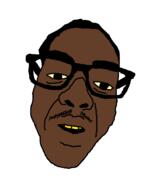 black_skin glasses hair mustache open_mouth soyjak variant:unknown yellow_sclera yellow_teeth // 1511x2015 // 43.0KB