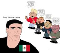 castizo chad closed_mouth criollo flag flag:mexico meta:tagme mexico series:mexico_is_white soyjak speech_bubble subvariant:impish_amerimutt text variant:impish_soyak_ears // 1213x1080 // 297.8KB