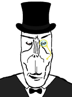 bloodshot_eyes bowtie clothes eyebrows gentleman hat looking_at_you monocle mustache no_glasses no_stubble open_mouth soyjak subvariant:euromutt suit top_hat transparent_background variant:markiplier_soyjak white_skin // 590x796 // 14.6KB