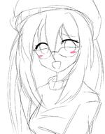 beanie blushing cute drawing glasses monochrome oekaki variant:soytan // 1771x2268 // 310.2KB