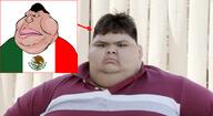2soyjaks angry arrow big_ears brown_skin ear fat flag:mexico hair irl irl_soy lips lookalike looking_at_you looking_to_the_left mutt mutt_lips nose obese red_shirt variant:meximutt yellow_sclera // 1080x591 // 526.9KB