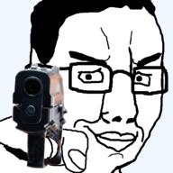 glasses gun holding_object looking_at_you pistol smile variant:chudjak // 600x600 // 93.4KB