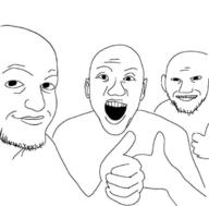 3soyjaks arm dream_(youtuber) ear hand open_mouth soyjak stubble thumbs_up variant:unknown // 613x603 // 145.2KB