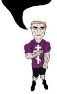 arm blond blue_eyes buff byzantine clothes ear full_body hand orthodox_cross shoe speech_bubble speech_bubble_empty subvariant:chudjak_front subvariant:unbotheredchud variant:chudjak vein yellow_hair // 981x1608 // 33.1KB