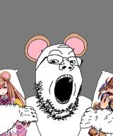 animal anime arm b_(4chan) body_pillow clothes ear fat female glasses hand holding_object mouse open_mouth rat soyjak stubble variant:gapejak vorefag // 680x818 // 298.2KB