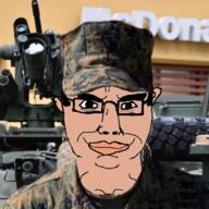 american_flag army brown_skin camouflage cap clothes gambit hat latino looking_at_you marine marpat mcdonalds military restaurant smile subvariant:chudjak_front tank text uniform united_states variant:chudjak vehicle // 687x687 // 1008.5KB