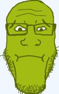 closed_mouth emoticon glasses green green_skin nauseated series:soymoji sick soyjak stubble variant:markiplier_soyjak // 406x645 // 12.8KB