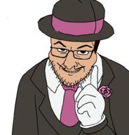 bowler bowler_hat clothes don_turtelli eyebrows glasses glove grin looking_at_you nose_hair pointing rose side_burns smug stubble suit tan_skin teenage_mutant_ninja_turtles variant:interjak white_background // 962x1002 // 64.2KB