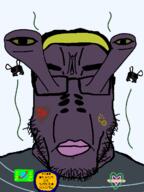 alien award bug eye_stalks flag fly hair lips purple_skin series:esl_pedo_league soyjak stink_lines stinky stubble subvariant:chudplier variant:chudjak variant:markiplier_soyjak yellow_sclera // 1000x1333 // 50.7KB