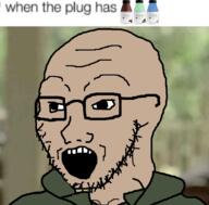 caption closed_mouth ear glasses green_shirt hair meme meta:tagme open_mouth soy soyjak soylent soylent_(creamy_chocolate) soylent_(mint_chocolate) soylent_(vanilla) soylent_bottle stubble variant:soyak white_skin // 1078x1059 // 232.7KB