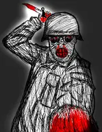 bayonet blood blood_from_nose dark helmet insane meta:tagme murder open_mouth psycho rage red_eyes schizo soldier stahlhelm uniform variant:feraljak // 2072x2662 // 3.0MB