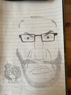 angry balding beard clothes drawing fist frown glasses hair hand holding_object internet_is_leaking irl maya_(ongezellig) ongezellig paper pencil punisher_face redraw stubble subvariant:science_lover traditional_media variant:markiplier_soyjak // 3024x4032 // 4.1MB