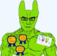 award blue_eyes green_skin hoops_and_yoyo subvariant:muscular_chud trend:aryan variant:chudjak yoyo // 1059x1036 // 107.4KB