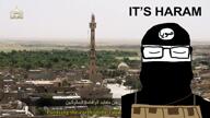balaclava black_shirt closed_eyes explosion halal haram headband irl irl_background isis islam islamic_state its_over meta:tagme mosque nasheed shia sunni terrorism terrorist text thumbs_up variant:markiplier_soyjak video // 1920x1080, 14.8s // 18.0MB